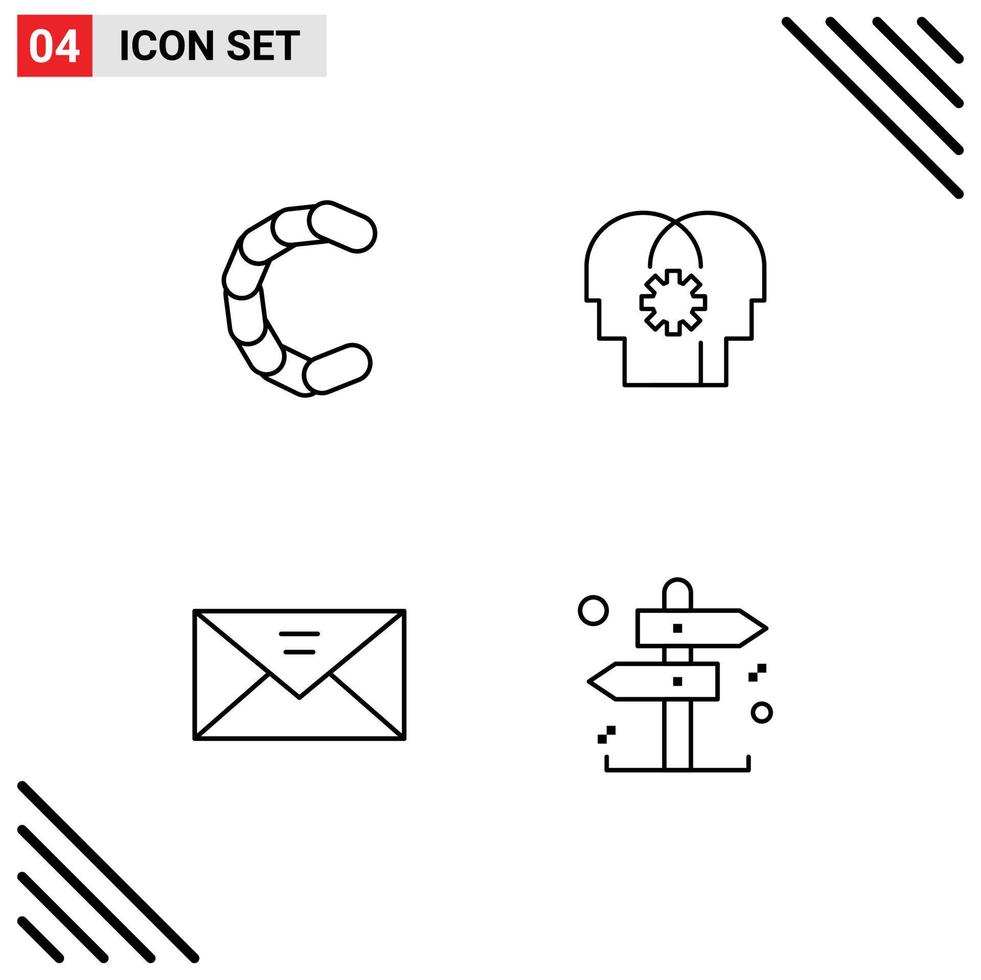 4 Creative Icons Modern Signs and Symbols of chain coin inbox crypto currency mind message Editable Vector Design Elements