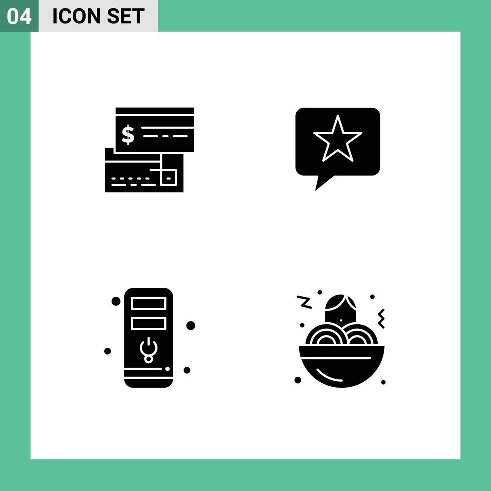 Modern Set of 4 Solid Glyphs and symbols such as direct payment computer debit favorite hardware Editable Vector Design Elements
