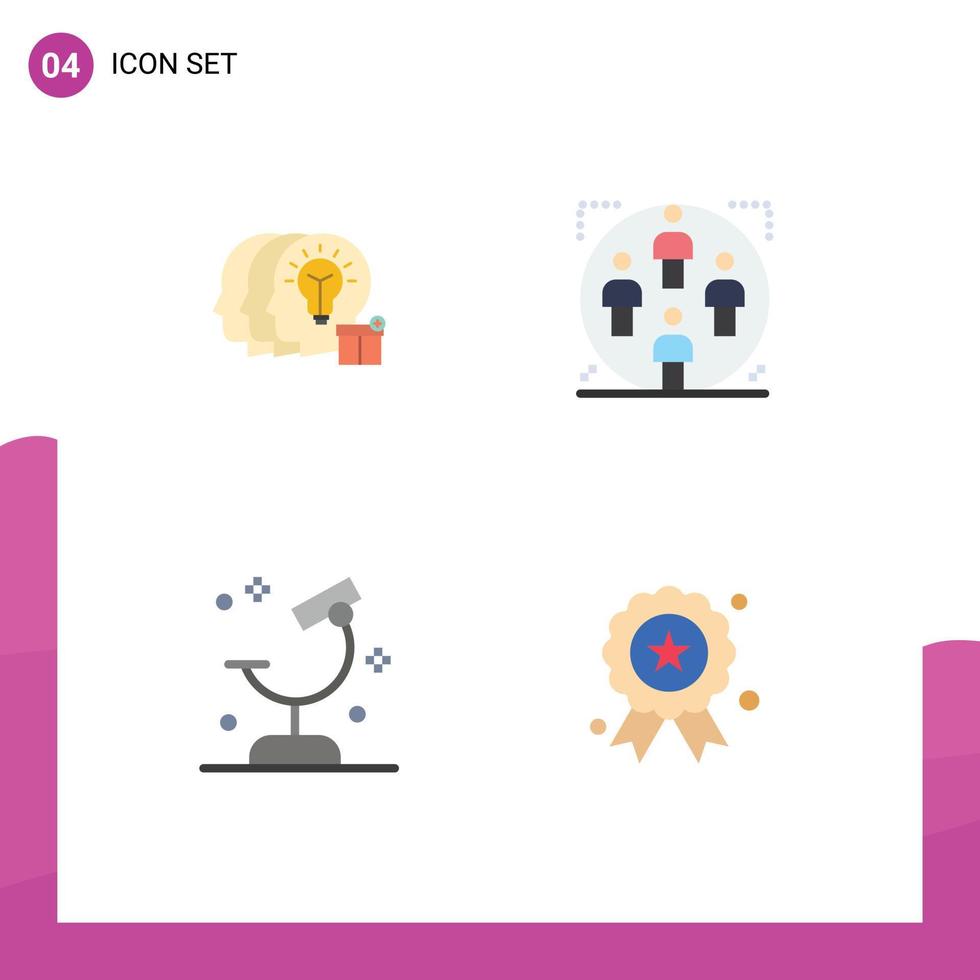 Editable Vector Line Pack of 4 Simple Flat Icons of idea biology staff group microscope Editable Vector Design Elements