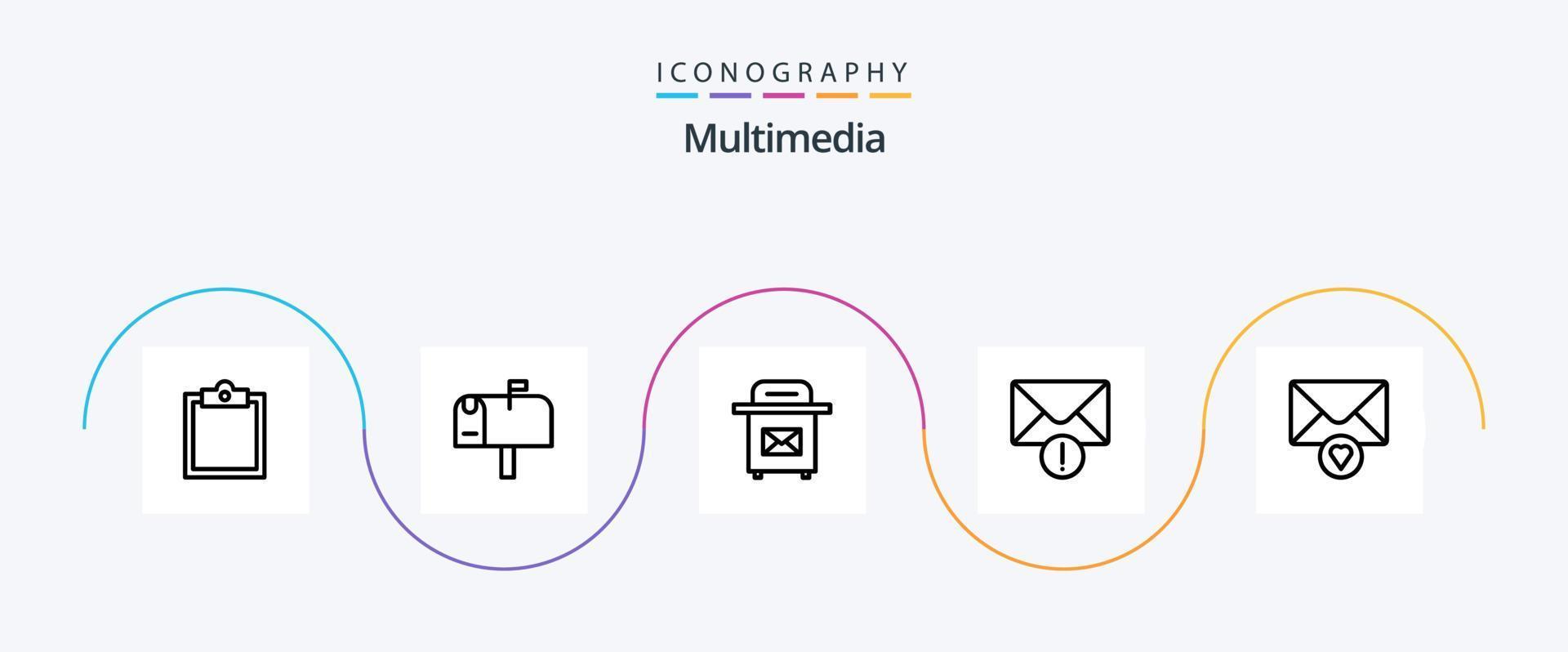 multimedia línea 5 5 icono paquete incluso . mensaje. vector