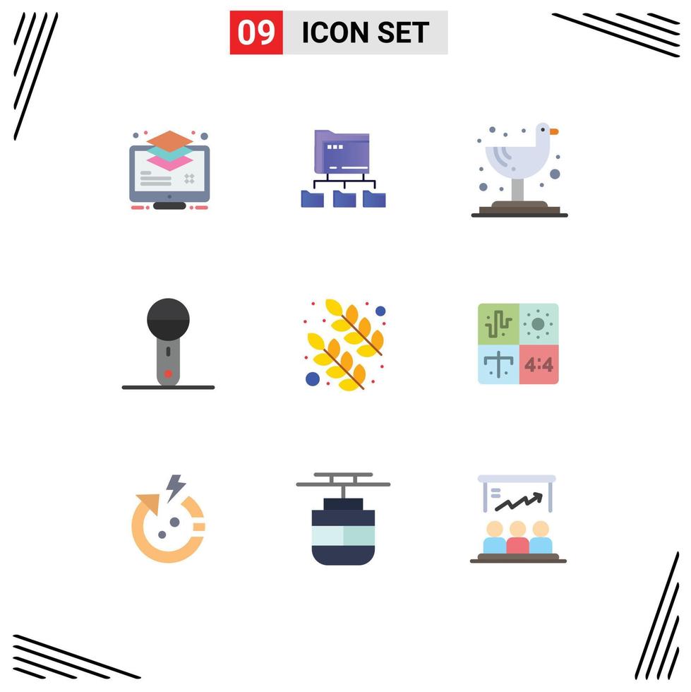 Set of 9 Modern UI Icons Symbols Signs for leaf products computing microphone devices Editable Vector Design Elements