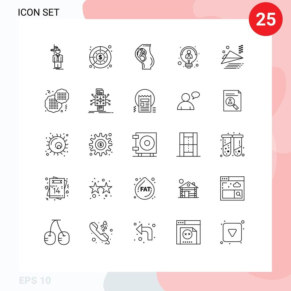 Pack of 25 Modern Lines Signs and Symbols for Web Print Media such as idea creative profit mother baby Editable Vector Design Elements