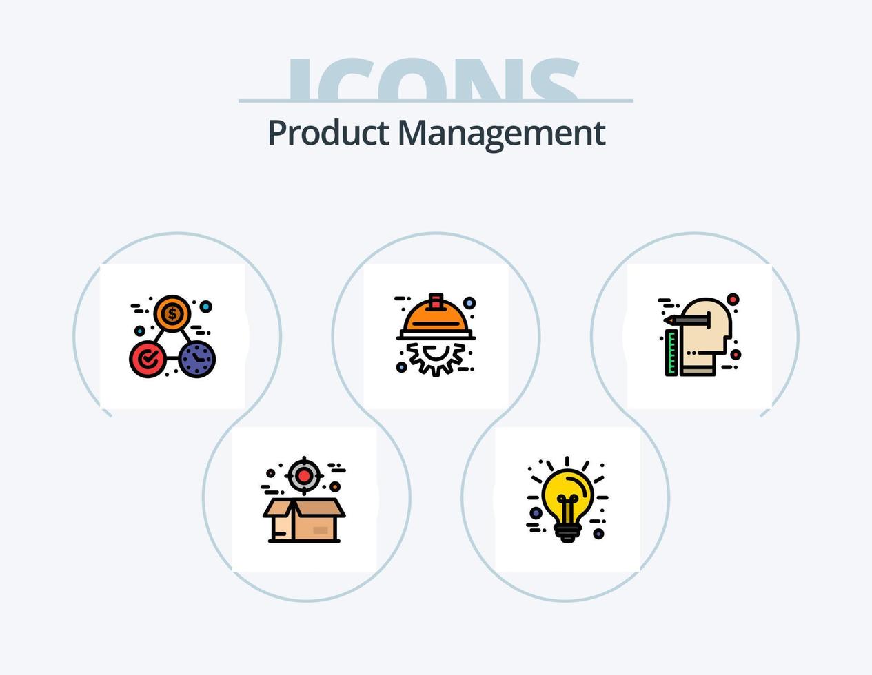Product Management Line Filled Icon Pack 5 Icon Design. box. sprint. audience. scrum. agile vector