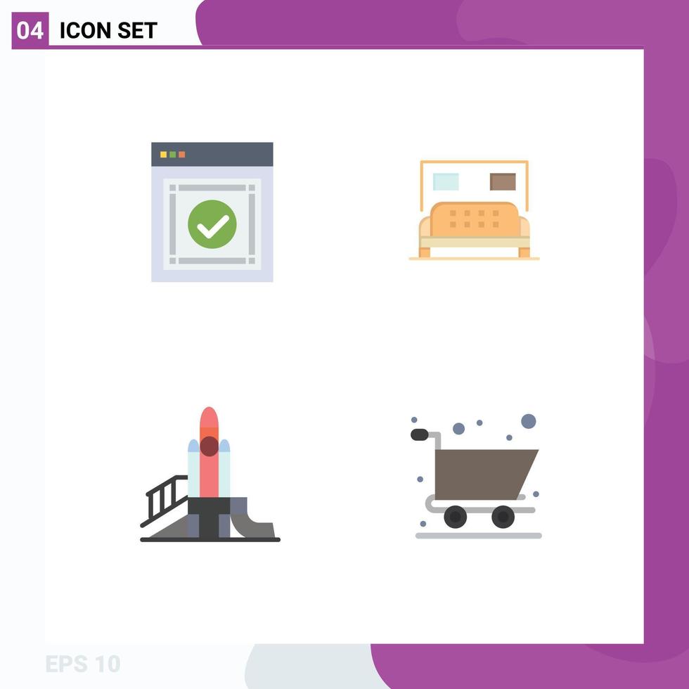 Modern Set of 4 Flat Icons Pictograph of message bomb web bed nuclear Editable Vector Design Elements