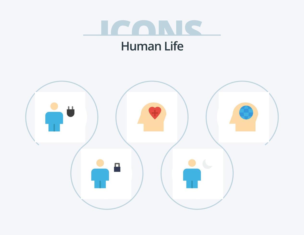 Human Flat Icon Pack 5 Icon Design. love. emotion. moon. power. energy vector