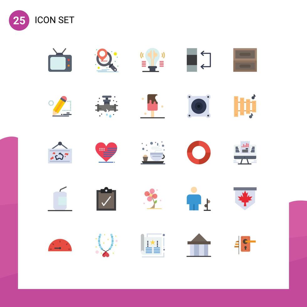 Stock Vector Icon Pack of 25 Line Signs and Symbols for pencil cabinet content archive swap Editable Vector Design Elements
