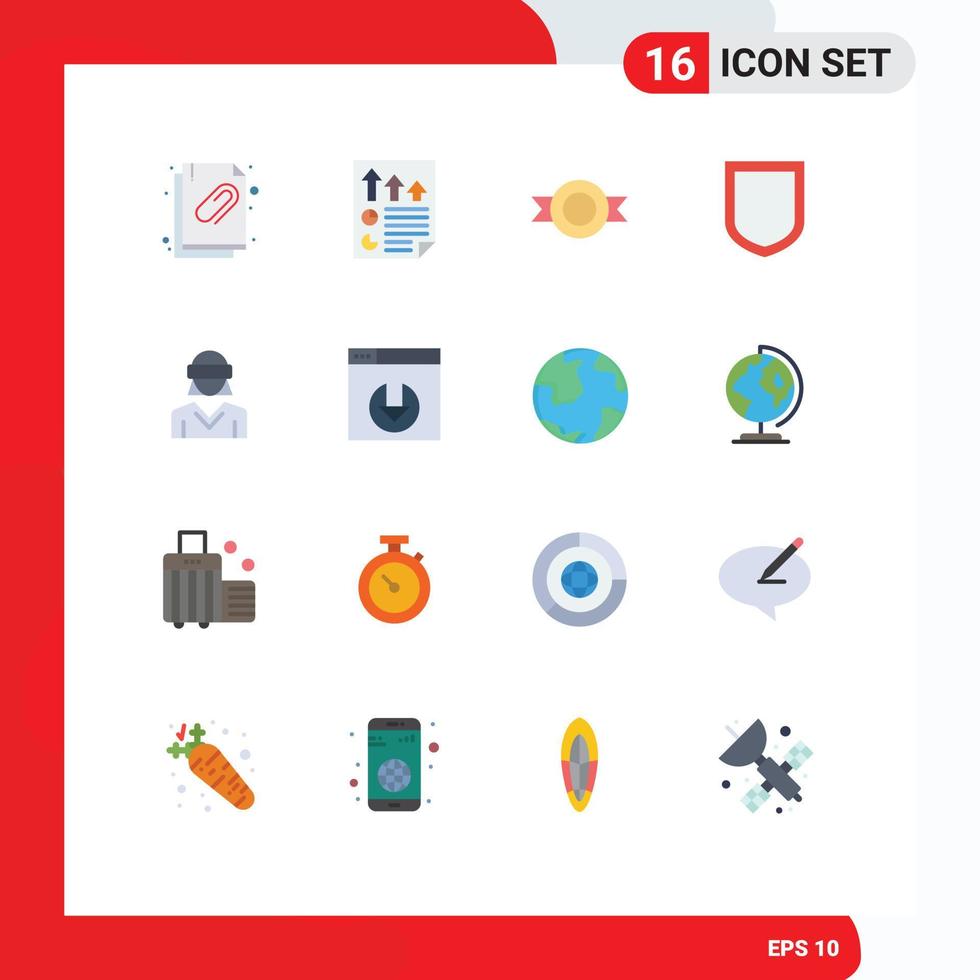 Set of 16 Vector Flat Colors on Grid for reality glasses report shield protection Editable Pack of Creative Vector Design Elements