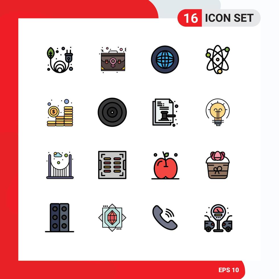 Mobile Interface Flat Color Filled Line Set of 16 Pictograms of budget science center award support Editable Creative Vector Design Elements