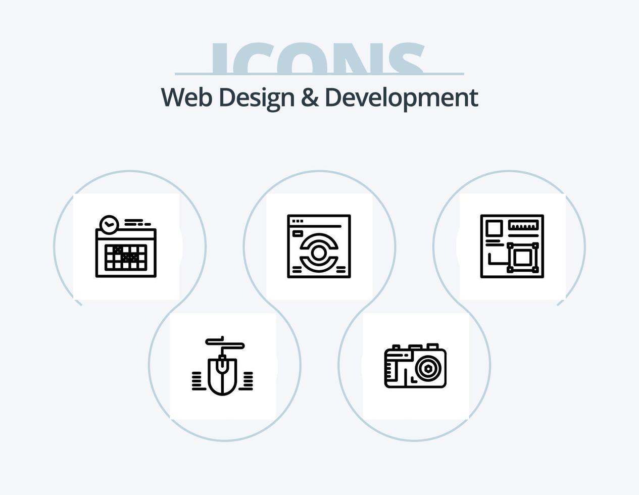 Web Design And Development Line Icon Pack 5 Icon Design. screen. computer. designing tool. design. tool vector