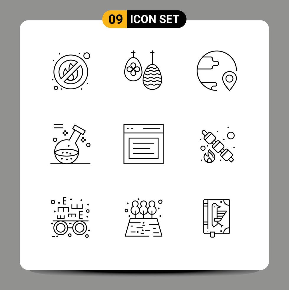 Editable Vector Line Pack of 9 Simple Outlines of hero spa destination potion element Editable Vector Design Elements
