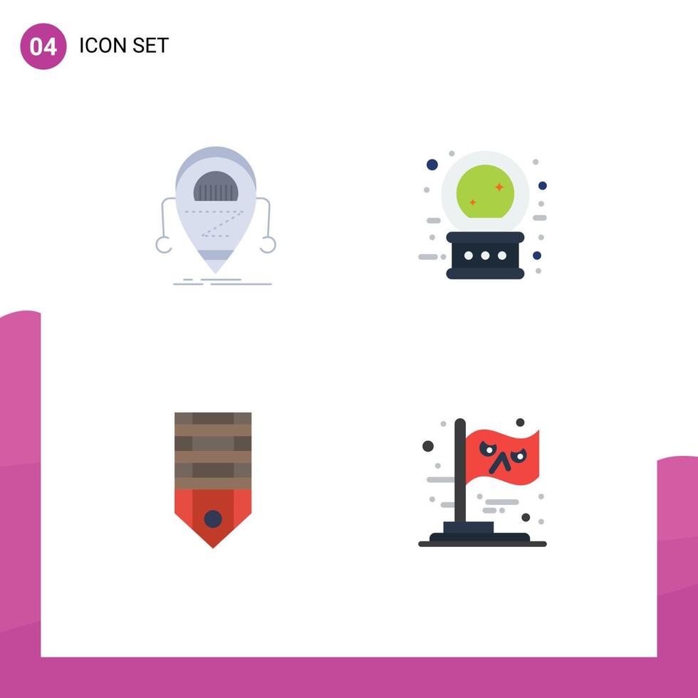 4 Universal Flat Icons Set for Web and Mobile Applications android badge robot future rank Editable Vector Design Elements