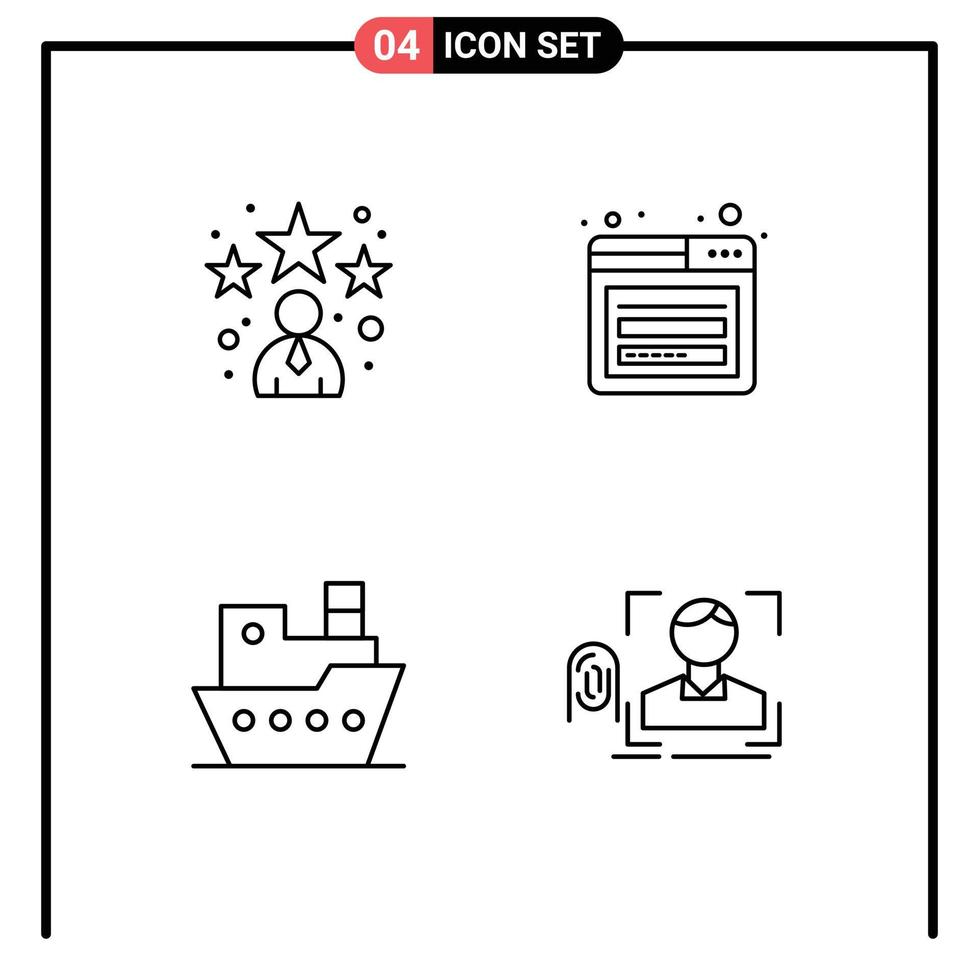 Universal Icon Symbols Group of 4 Modern Filledline Flat Colors of avatar steamboat star page vessel Editable Vector Design Elements