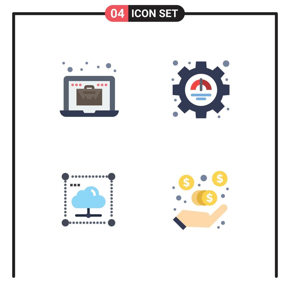 Pack of 4 Modern Flat Icons Signs and Symbols for Web Print Media such as online share economy performance secure Editable Vector Design Elements