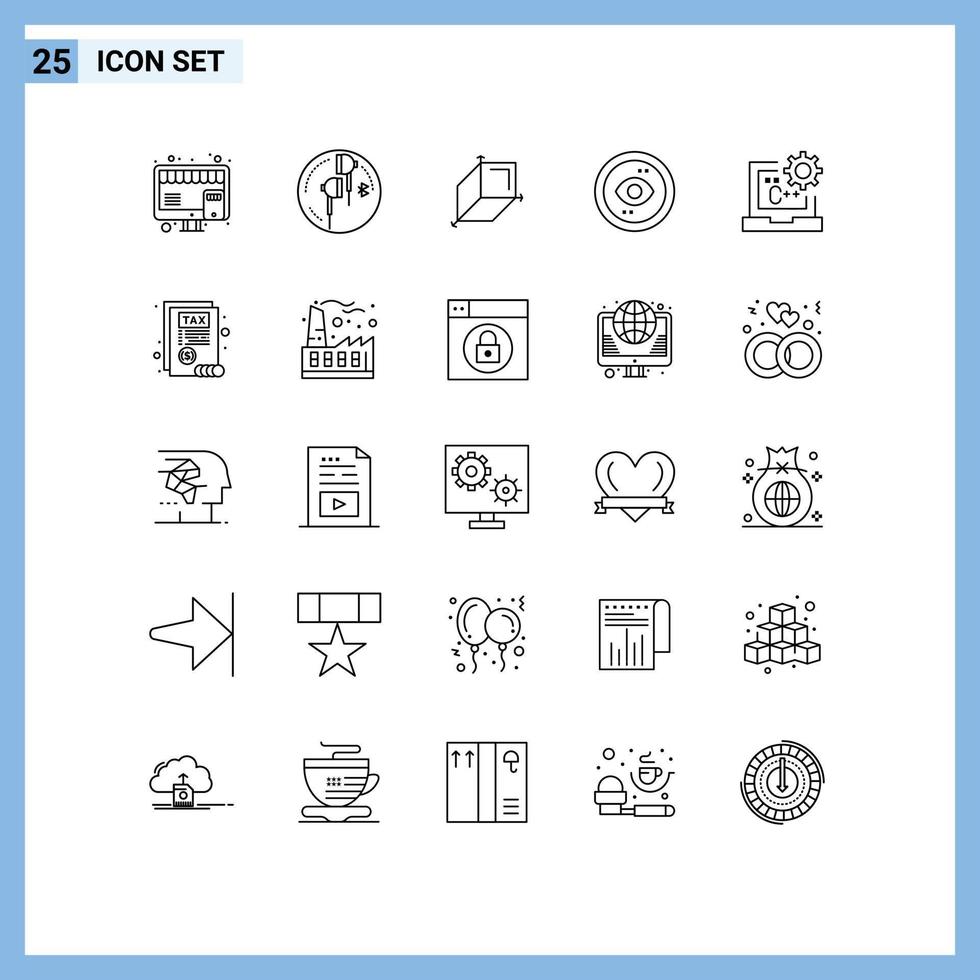Stock Vector Icon Pack of 25 Line Signs and Symbols for c ui music interface browser Editable Vector Design Elements