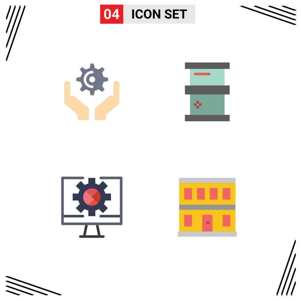 Pack of 4 Modern Flat Icons Signs and Symbols for Web Print Media such as hands internet hold chemistry setting Editable Vector Design Elements