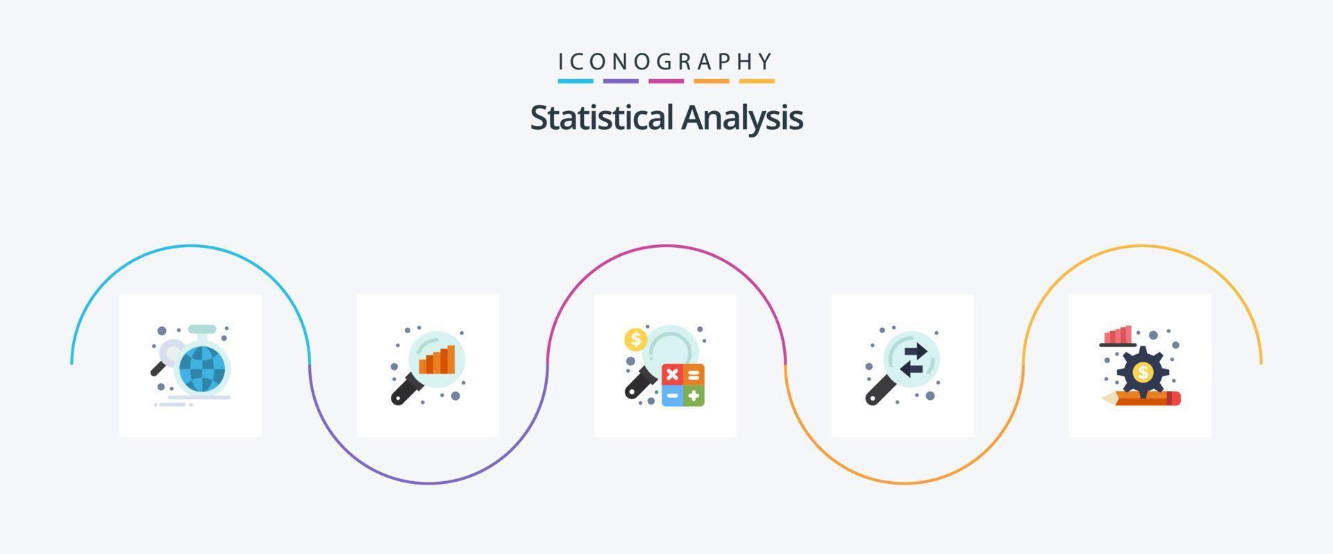 Statistical Analysis Flat 5 Icon Pack Including finance. data analysis. search stats. business. finance vector