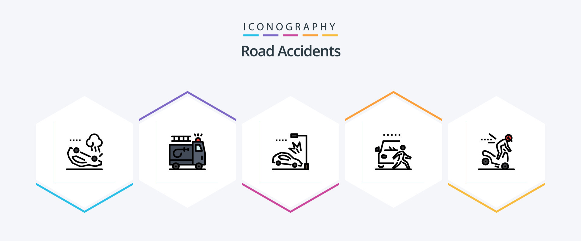 Road Accidents 25 FilledLine Icon Pack Including Accident Pedestrian road-accidents-25-filledline-icon-pack-including-accident-pedestrian