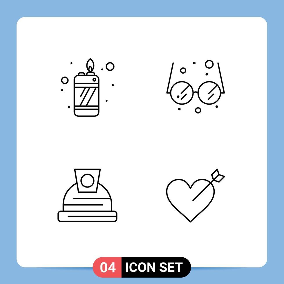 4 Line concept for Websites Mobile and Apps fire arrow school architecture love Editable Vector Design Elements