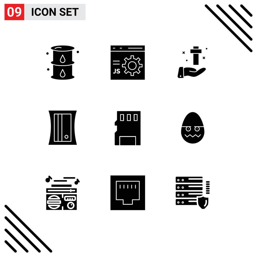 Group of 9 Modern Solid Glyphs Set for tool education development easter christian Editable Vector Design Elements