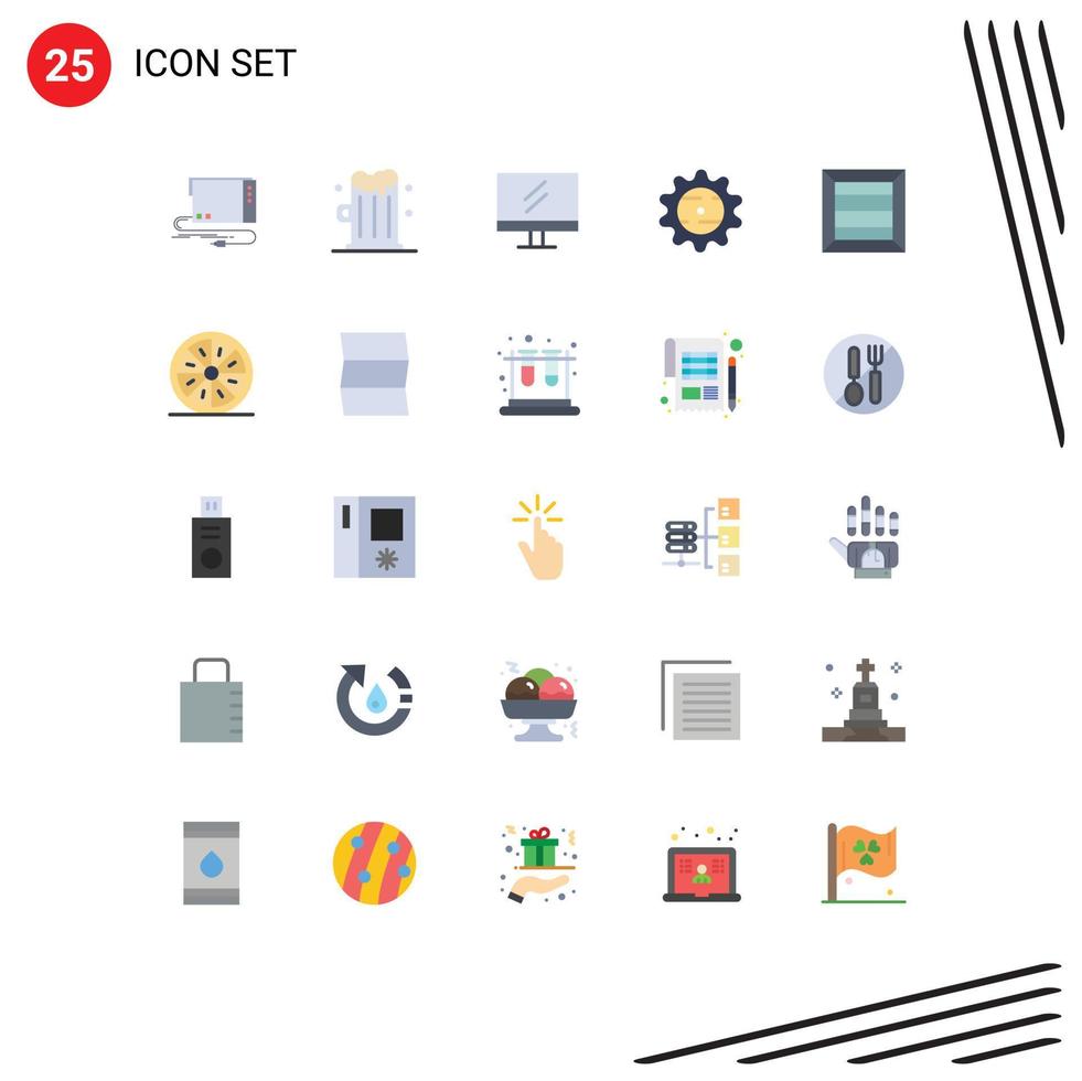 25 universal plano colores conjunto para web y móvil aplicaciones producto caja monitor comida gorra editable vector diseño elementos