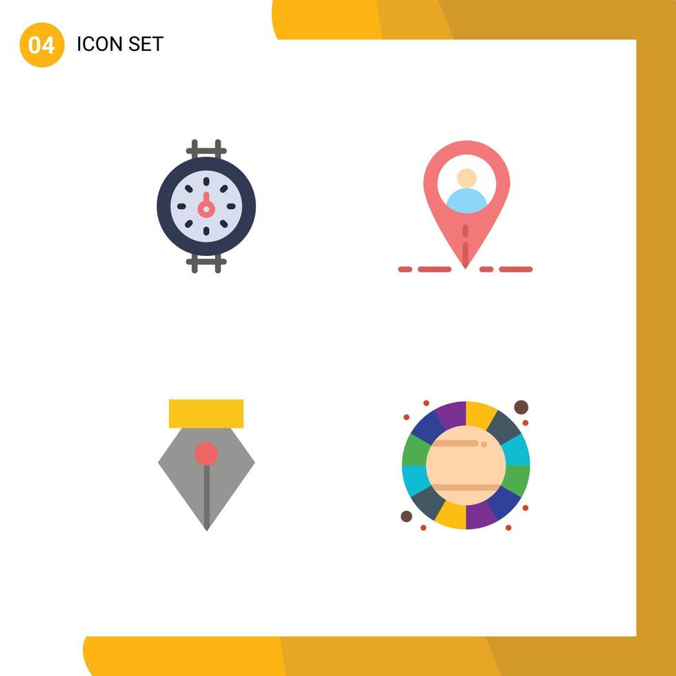 4 Universal Flat Icon Signs Symbols of gauge color location editor wheel Editable Vector Design Elements