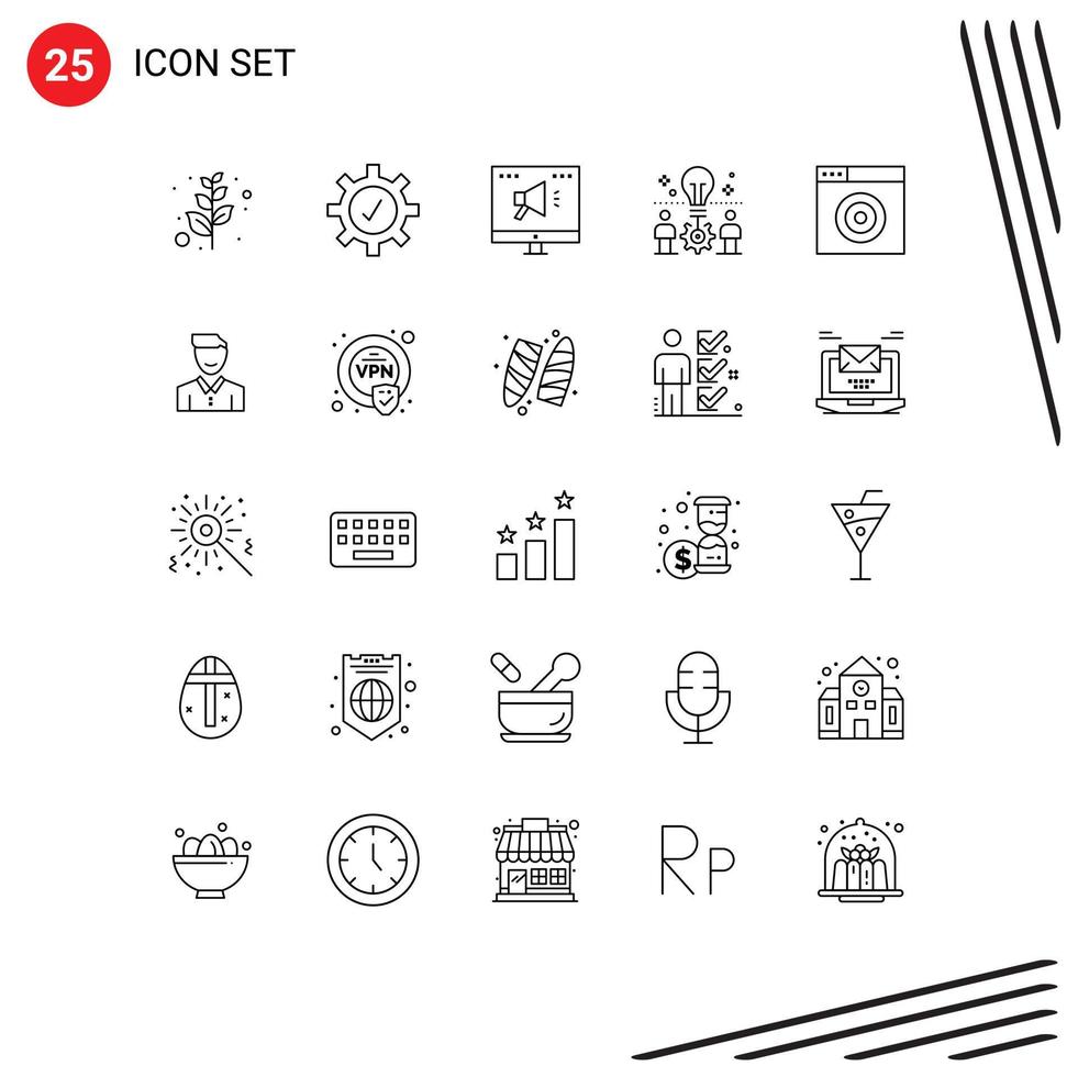 25 Universal Line Signs Symbols of target find marketing setting idea Editable Vector Design Elements