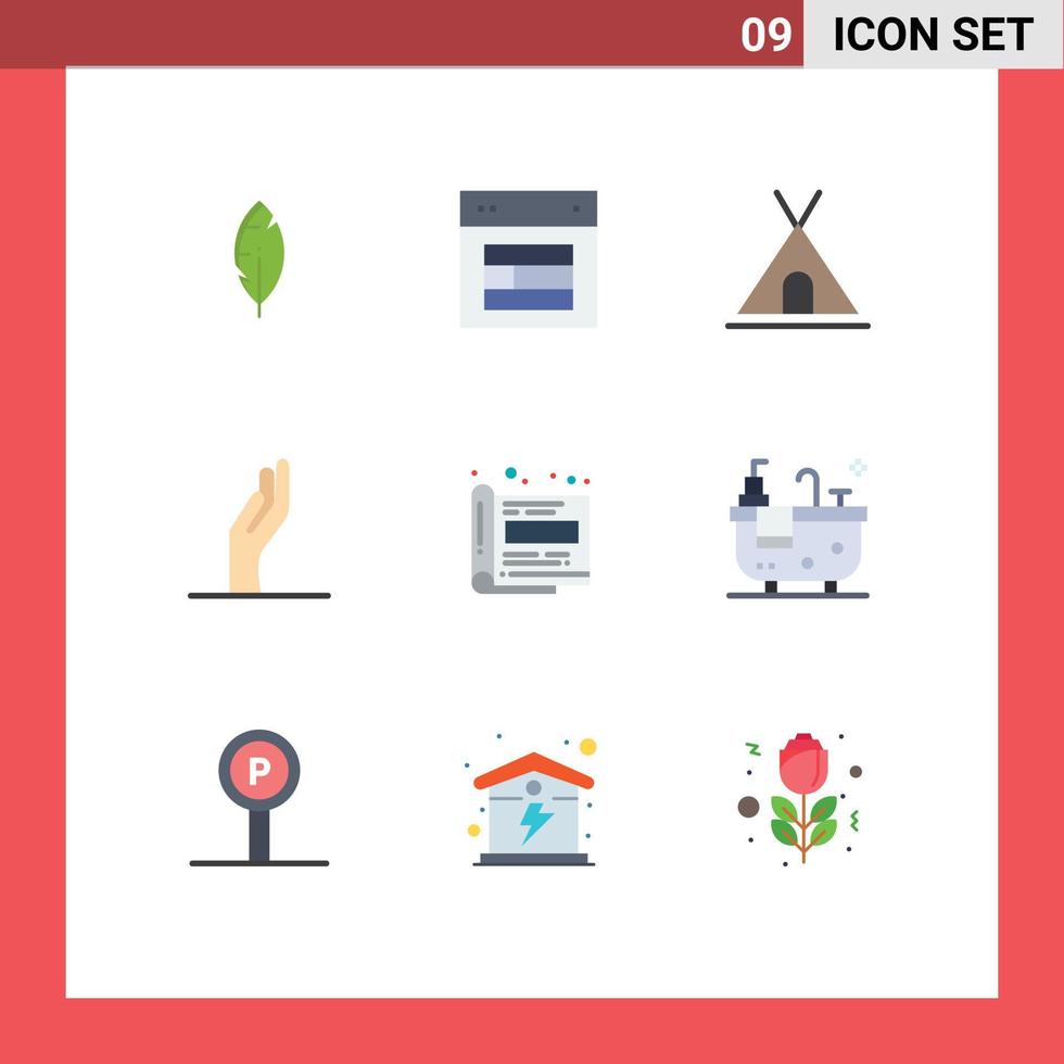 Universal Icon Symbols Group of 9 Modern Flat Colors of office design holidays share alms Editable Vector Design Elements