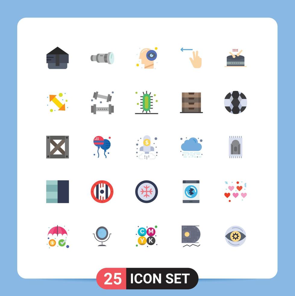 25 Creative Icons Modern Signs and Symbols of music drum human left fingers Editable Vector Design Elements
