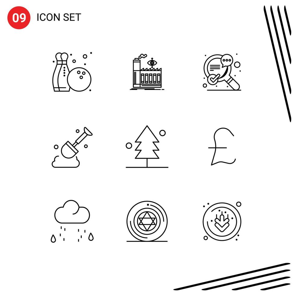 9 Outline concept for Websites Mobile and Apps tree garden seo forest shovel Editable Vector Design Elements