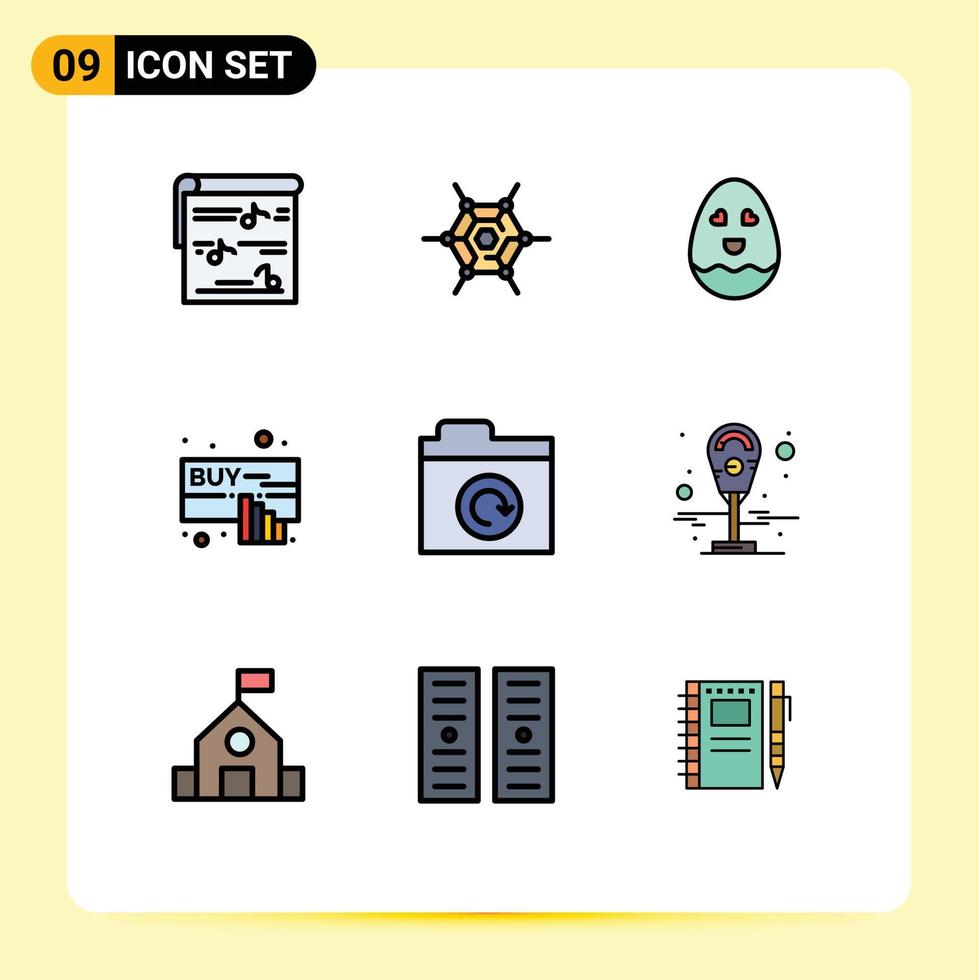 9 Filledline Flat Color concept for Websites Mobile and Apps restore folder egg online click Editable Vector Design Elements