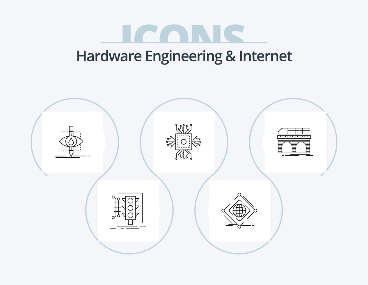 Hardware Engineering And Internet Line Icon Pack 5 Icon Design. logic. function. train. smart. monitor vector