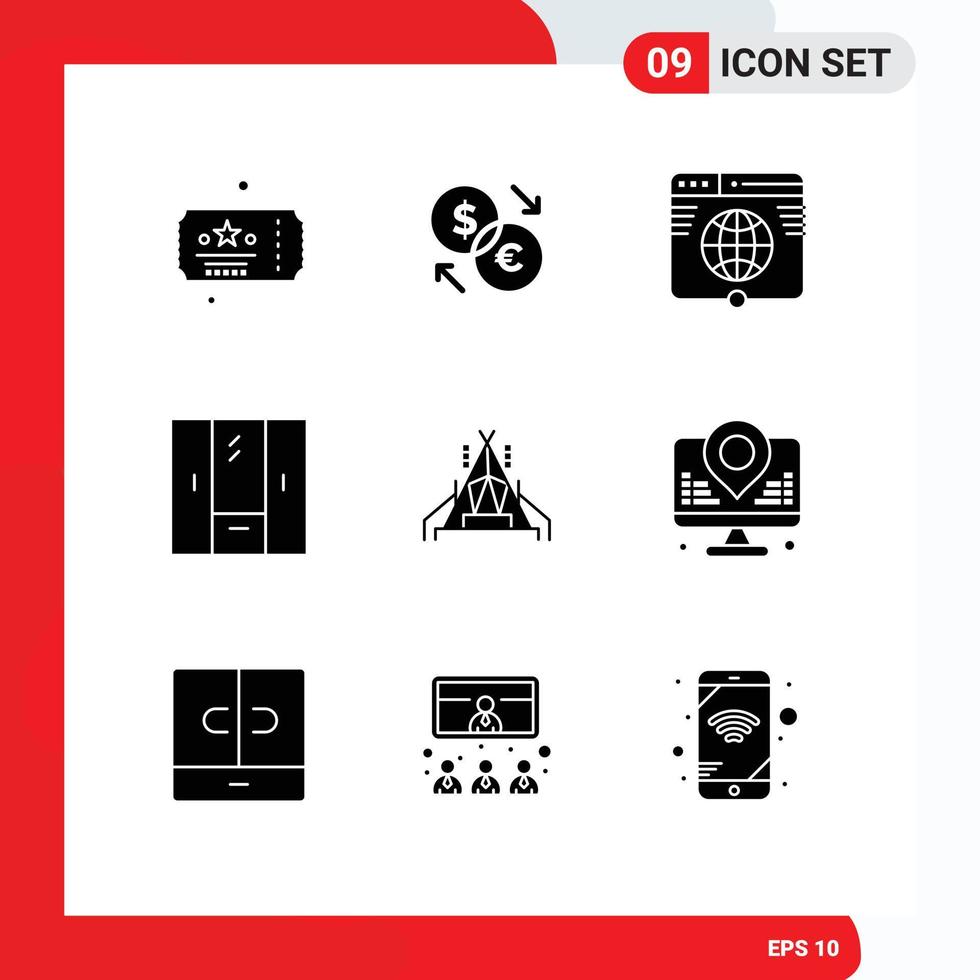 9 Thematic Vector Solid Glyphs and Editable Symbols of interior cupboard euro closet network Editable Vector Design Elements