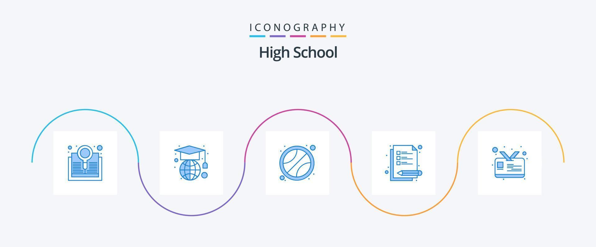 alto colegio azul 5 5 icono paquete incluso . estudiante tarjeta. deporte. identificación. estudiar vector