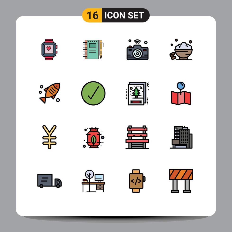 16 User Interface Flat Color Filled Line Pack of modern Signs and Symbols of fast date sketch dish internet of things Editable Creative Vector Design Elements