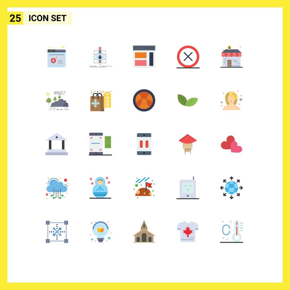 Modern Set of 25 Flat Colors Pictograph of exit close science cancel sidebar Editable Vector Design Elements
