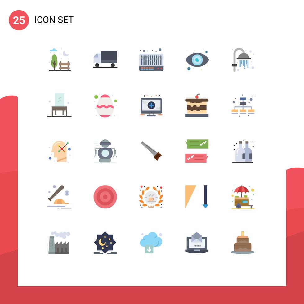 25 Universal Flat Color Signs Symbols of chair sauna mixer cleansing eyeball Editable Vector Design Elements
