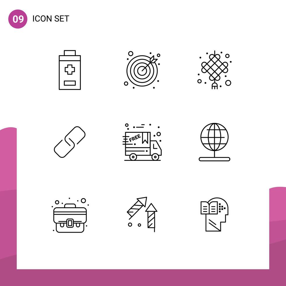 9 Universal Outline Signs Symbols of globe cyber monday cny black friday pin Editable Vector Design Elements