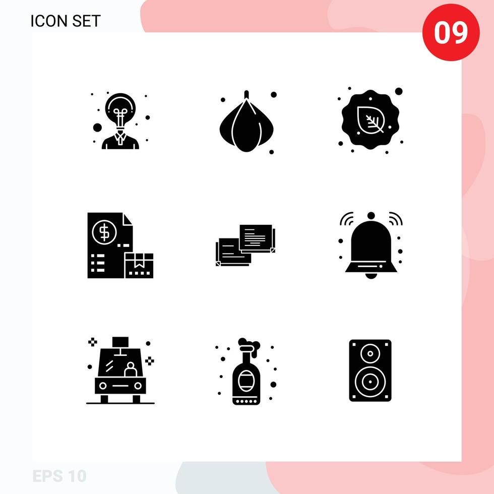 9 Creative Icons Modern Signs and Symbols of bubble payment raw money invoice Editable Vector Design Elements