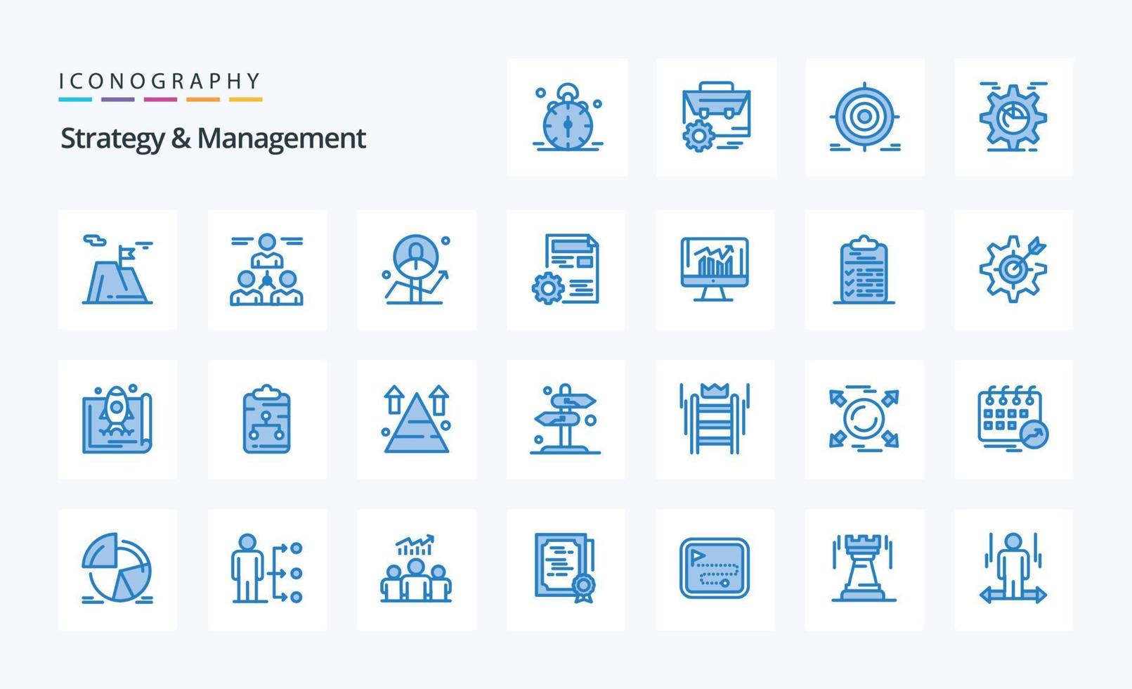 25 Strategy And Management Blue icon pack vector