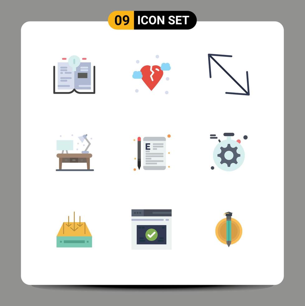 Stock Vector Icon Pack of 9 Line Signs and Symbols for learning device corner online office Editable Vector Design Elements