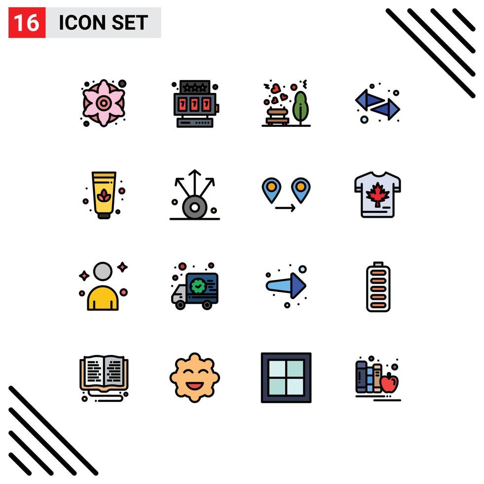 Universal Icon Symbols Group of 16 Modern Flat Color Filled Lines of connection lotus love right switch Editable Creative Vector Design Elements