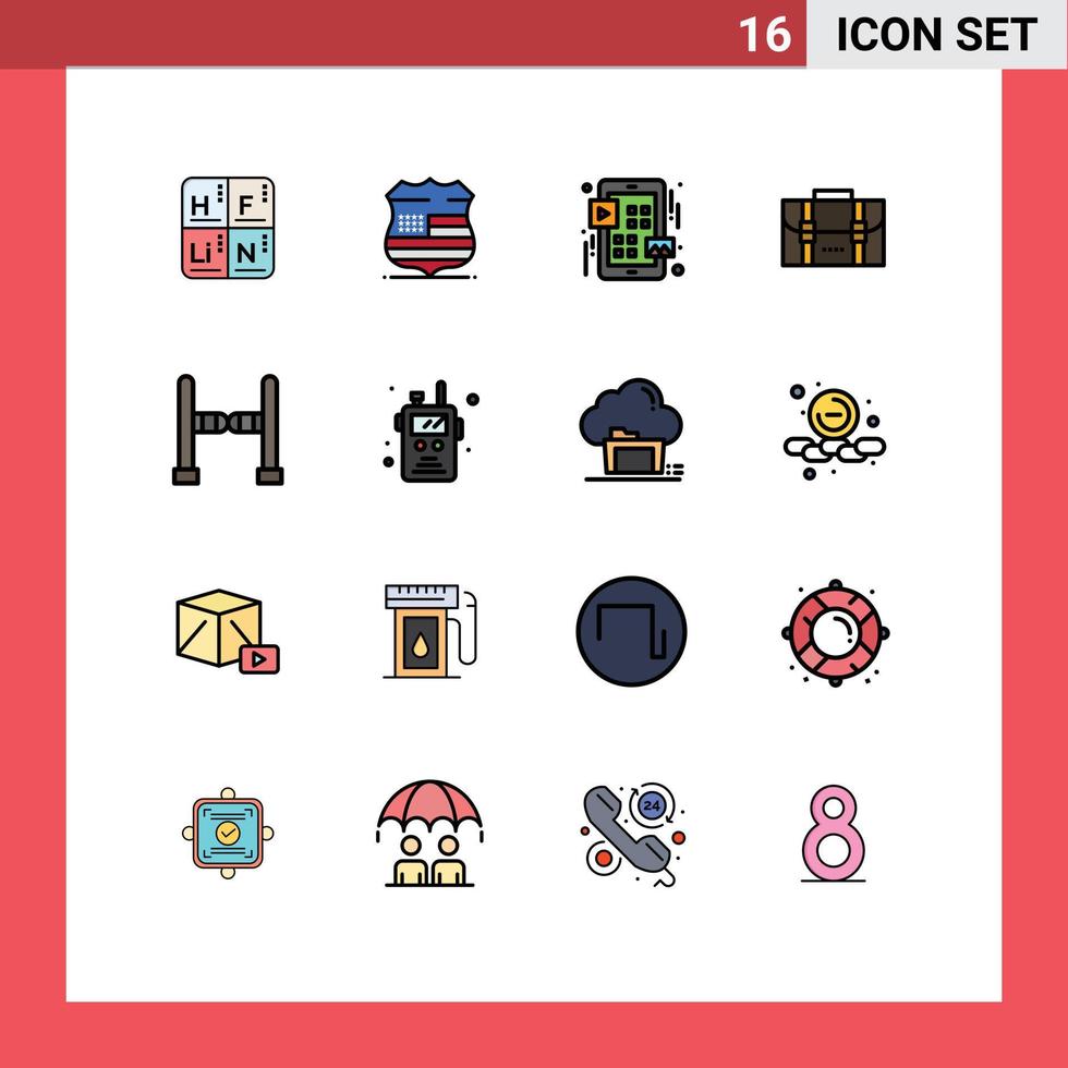 Stock Vector Icon Pack of 16 Line Signs and Symbols for fence office grid travel backpack Editable Creative Vector Design Elements
