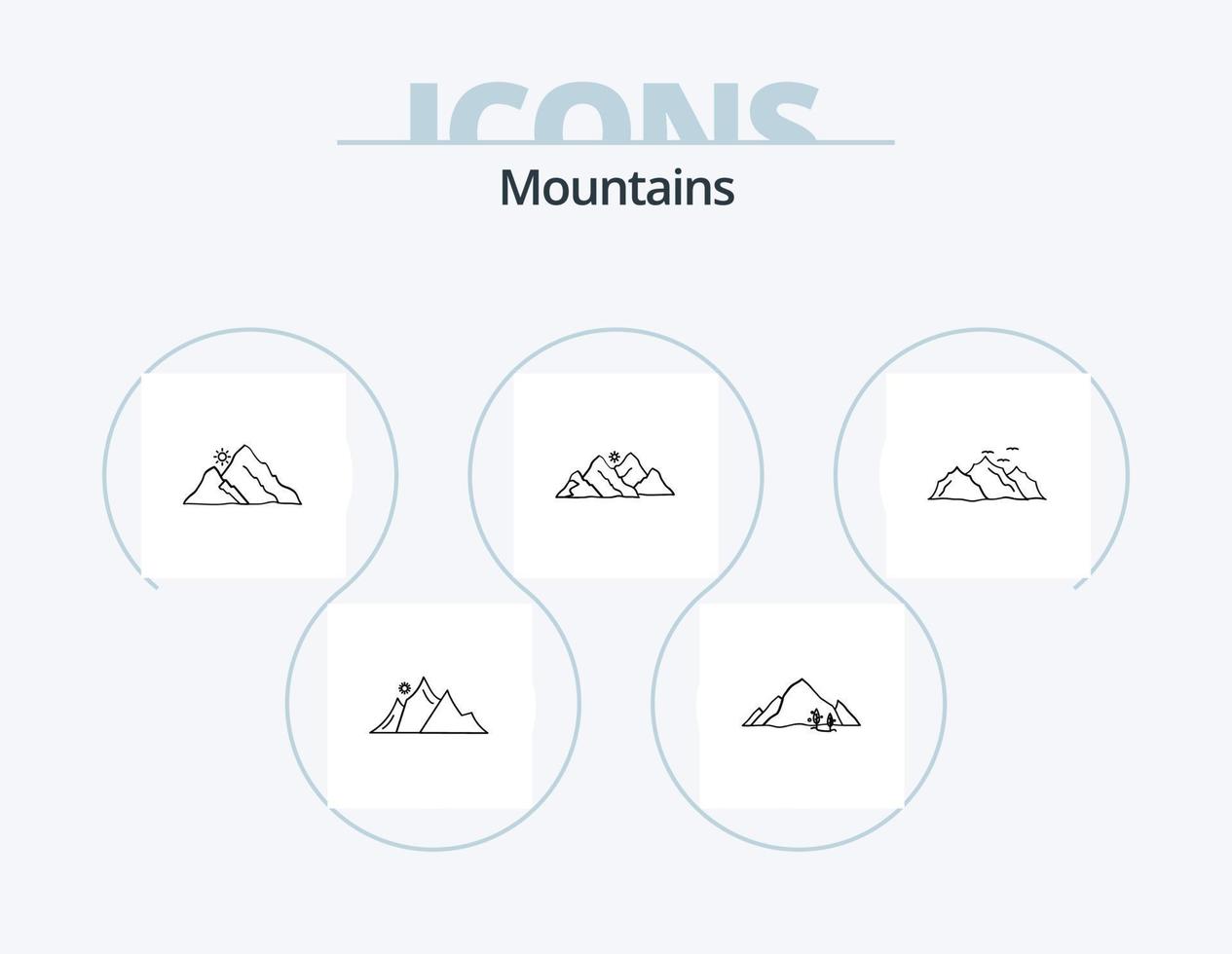 Mountains Line Icon Pack 5 Icon Design. hill. mountain. nature. birds. hill vector