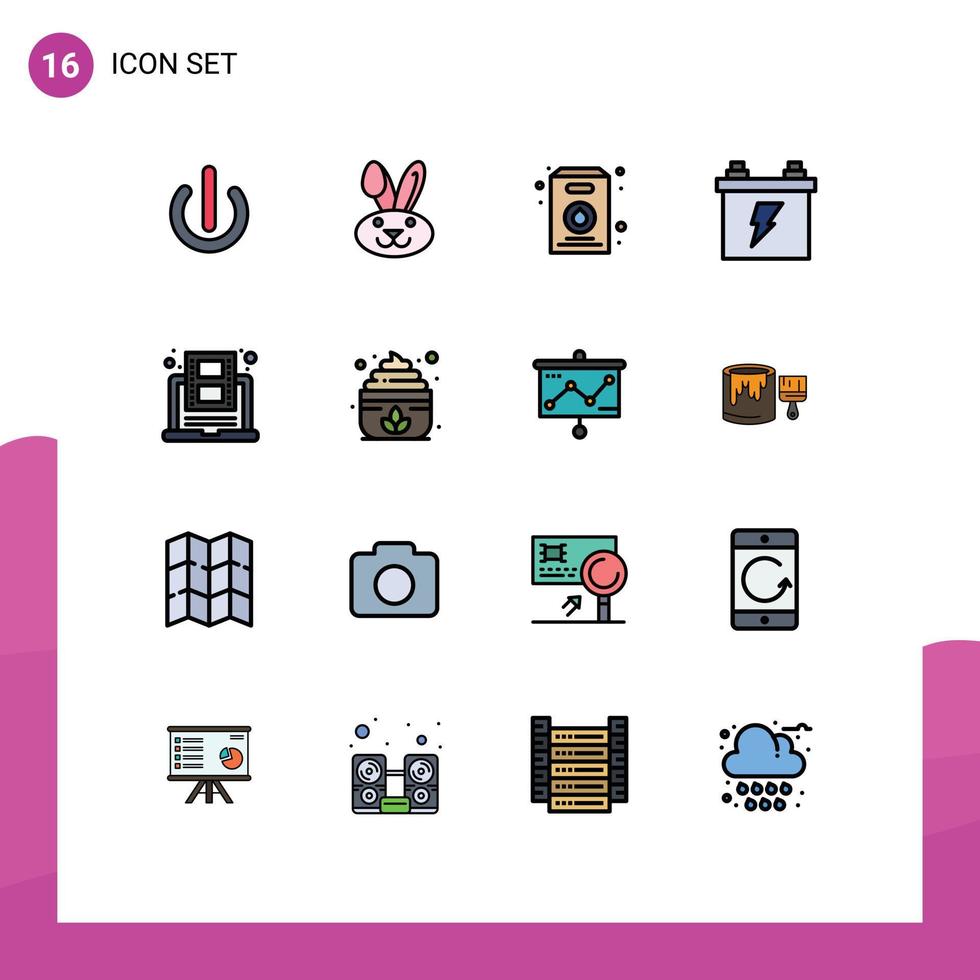 Set of 16 Modern UI Icons Symbols Signs for video learning pack education electric Editable Creative Vector Design Elements