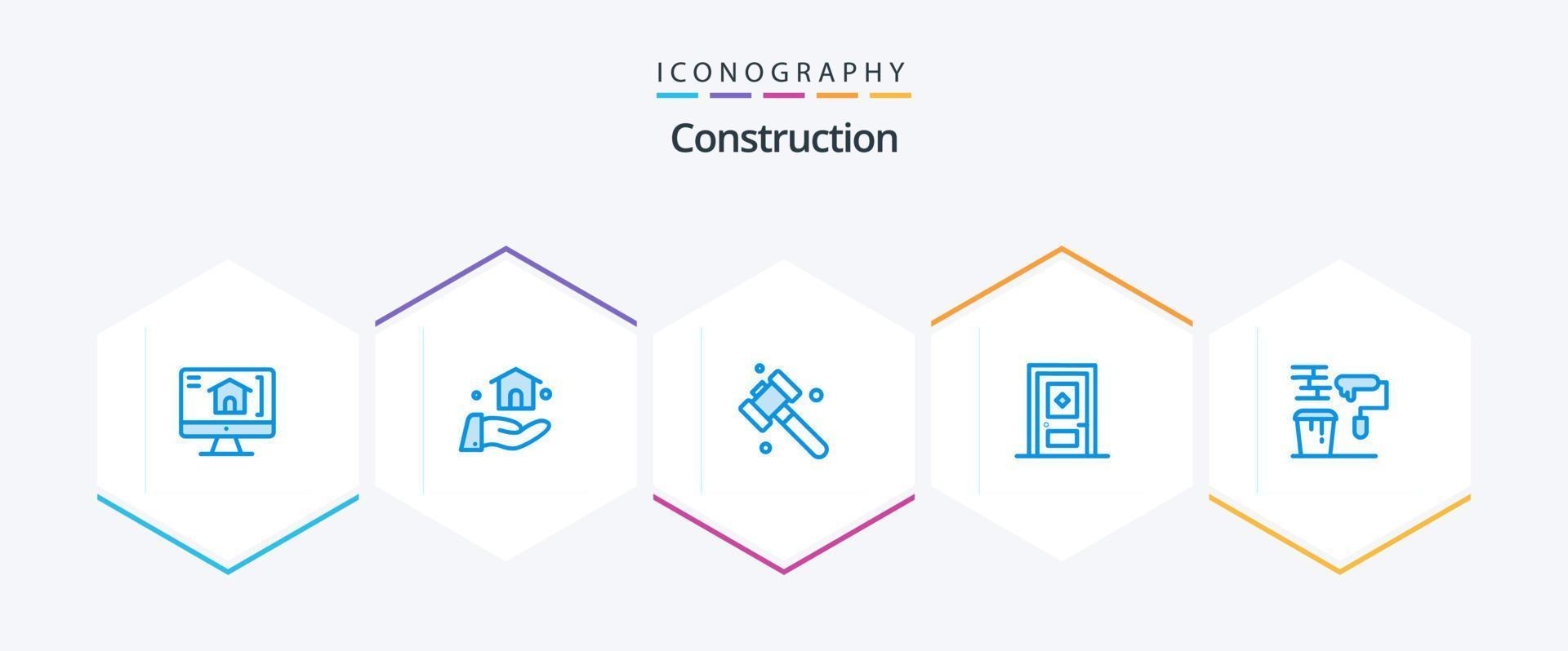 construcción 25 azul icono paquete incluso herramientas. cuadro. herramienta. pintar. puerta vector