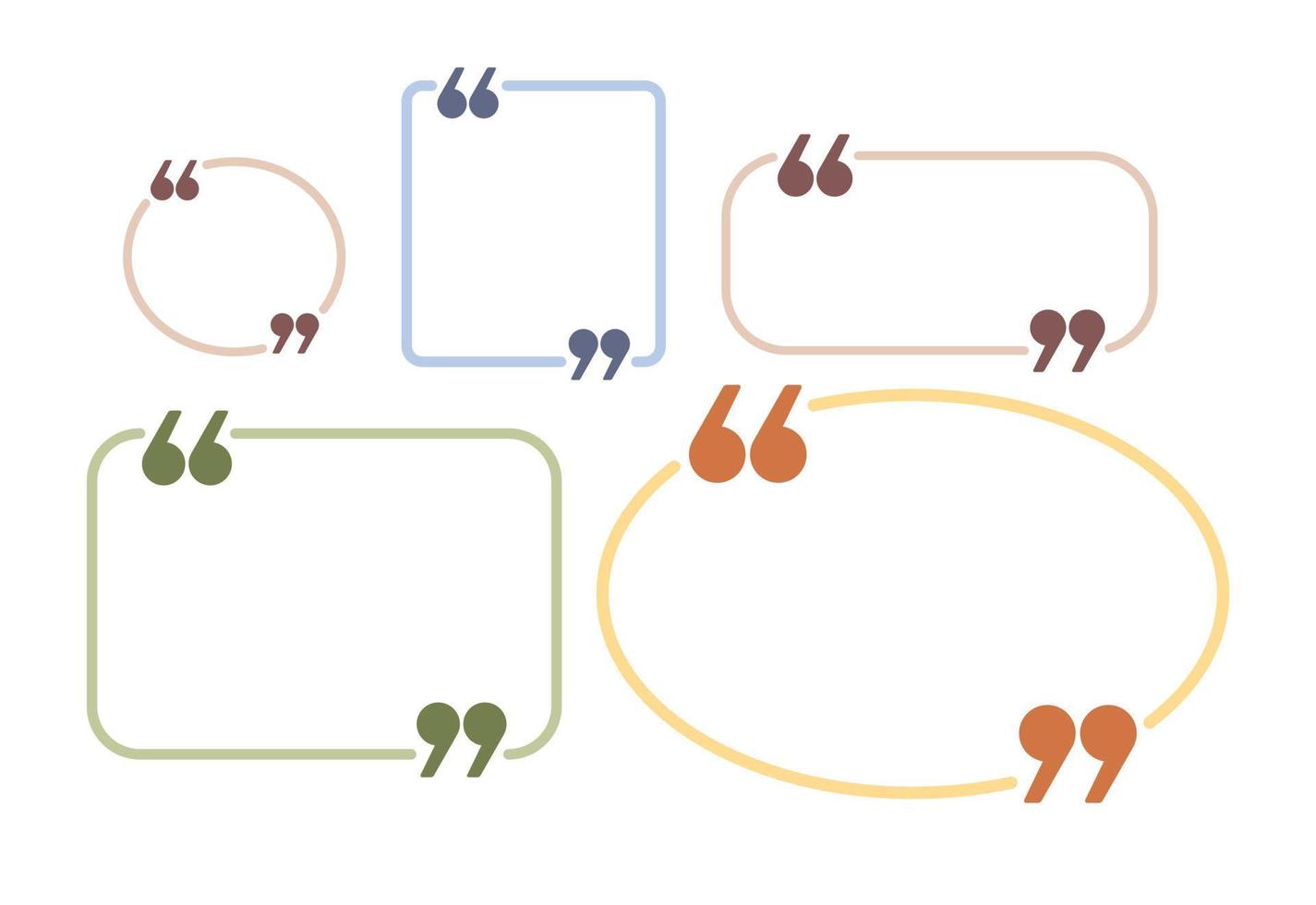 Quote frame set. Bubble quotes, comments, message borders, speech bubbles templates. Vector flat illustration