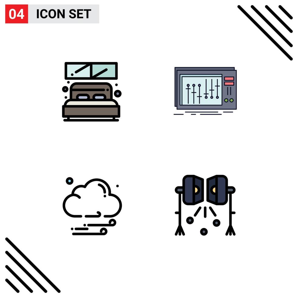 4 Creative Icons Modern Signs and Symbols of bed cloud window mixer weather Editable Vector Design Elements