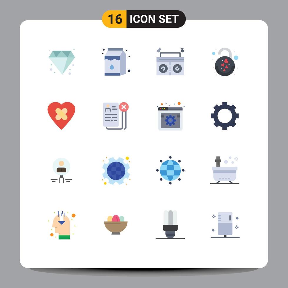 16 Creative Icons Modern Signs and Symbols of career patch radio heart heart Editable Pack of Creative Vector Design Elements