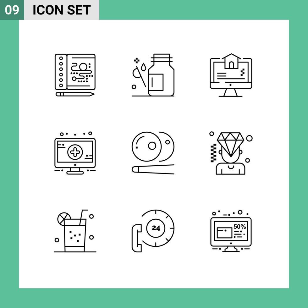 9 Creative Icons Modern Signs and Symbols of snooker billiards computer sign medical Editable Vector Design Elements