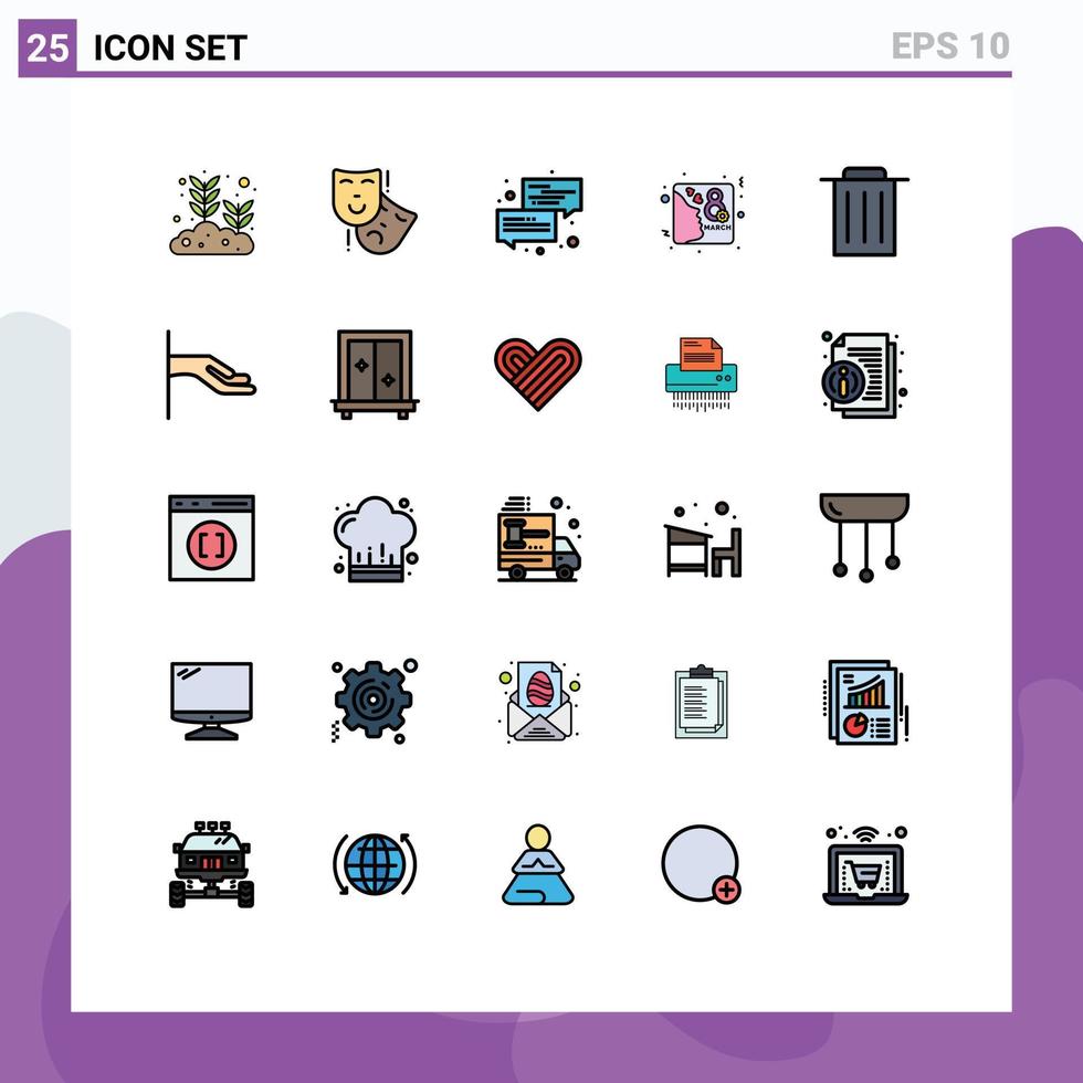 Stock Vector Icon Pack of 25 Line Signs and Symbols for delete female communication day chat Editable Vector Design Elements